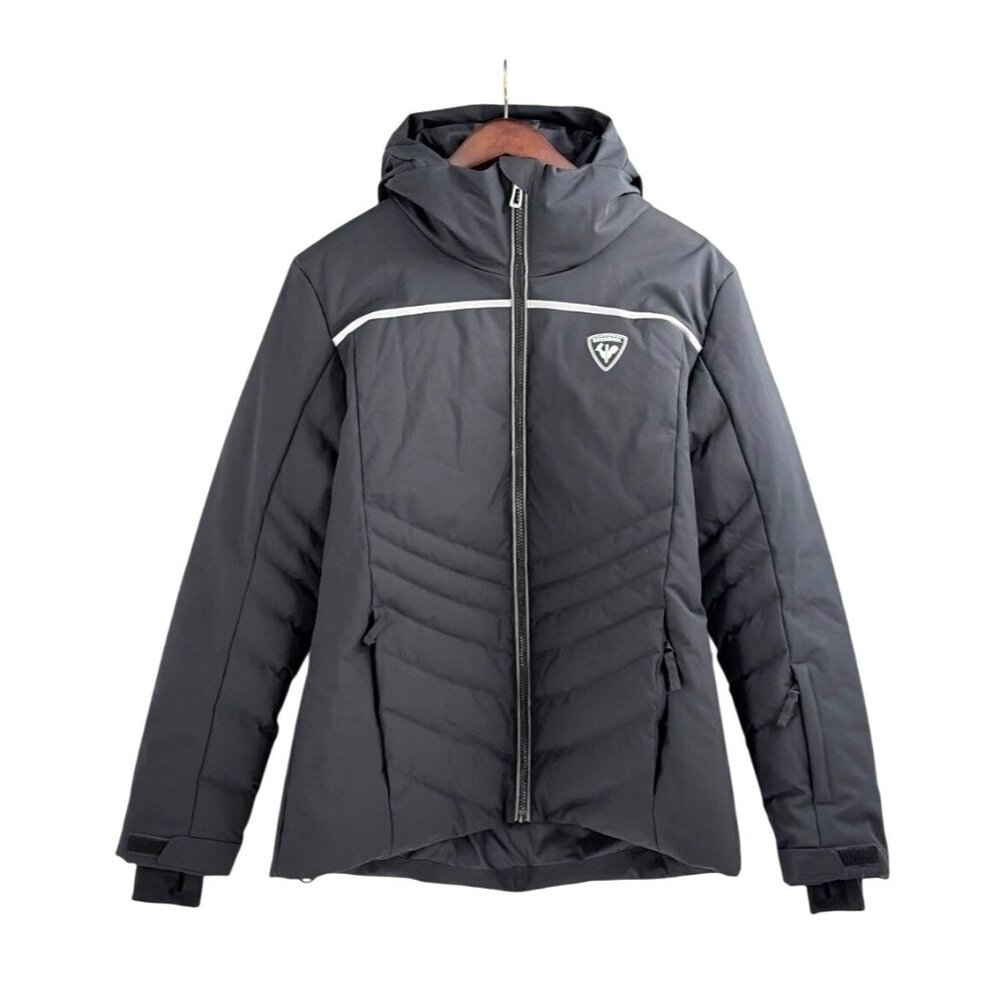 Rossignol Womens Large Puffy Ski Jacket Insulated 20k Waterproof Black Hooded
